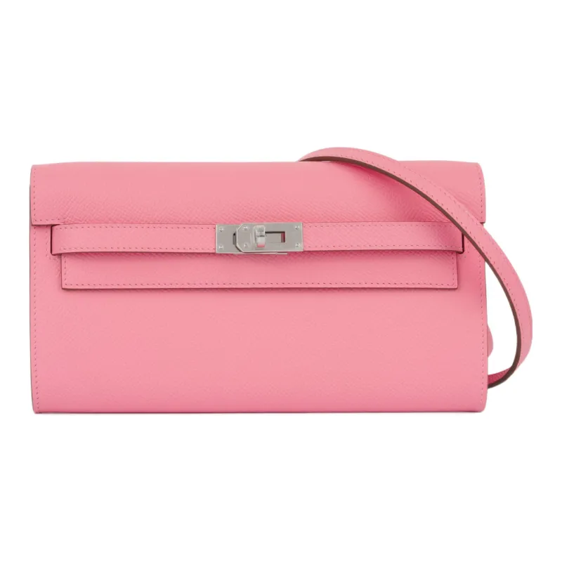 HERMES Kelly To Go Epsom Leather Wallet Women's 8W Rose Azalee New Lipstick Pink-0