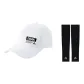 White Hats & Caps+Black Cooling Arm Sleeves