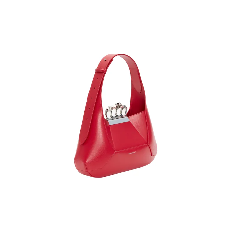 Alexander McQueen Smooth Cow Leather HOBO Bag Shoulder Handbag Women's Red-1