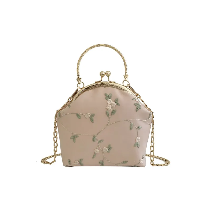 JANE KLAIN Fabric Shoulder Bag, Crossbody Bag, Handbag Small Size Women's White/Green/Pink-5