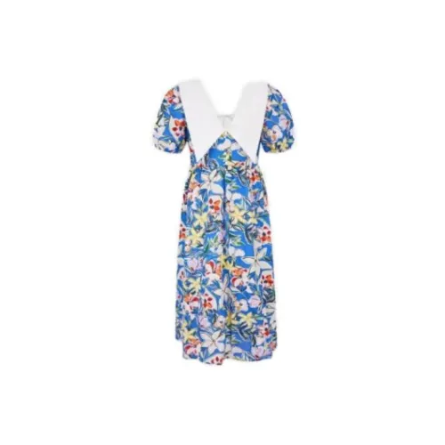 URBAN REVIVO Short-Sleeved Dresses Women's Blue Print