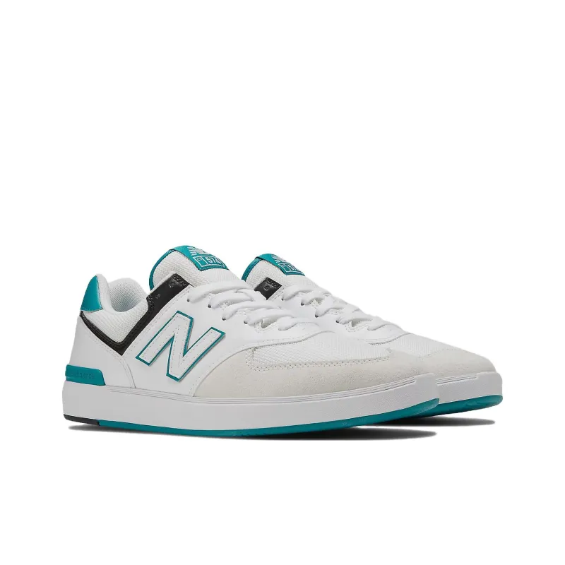 New Balance NB 574 Slip Resistant Cushioning Wear Resistant Low Top Skateboard Shoes Men's White Cyan-2