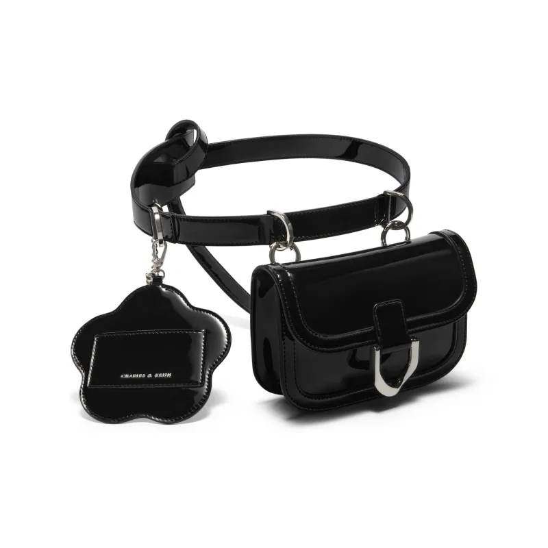 CHARLES&KEITH Glory Of Kings Collaboration Series PU Fanny Pack Small Size Women's Brown/Pewter Tin Gray/Black/Pink-12