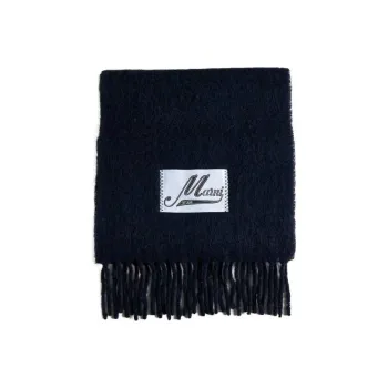 MARNI Logo Patch Fringed Edge Scarf