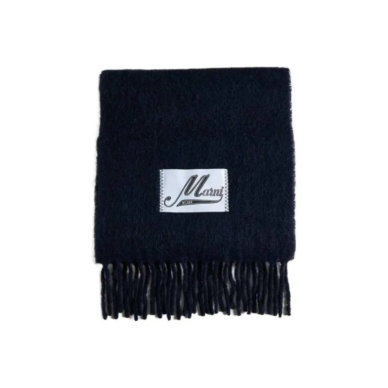 MARNI Logo Patch Fringed Edge Scarf-0