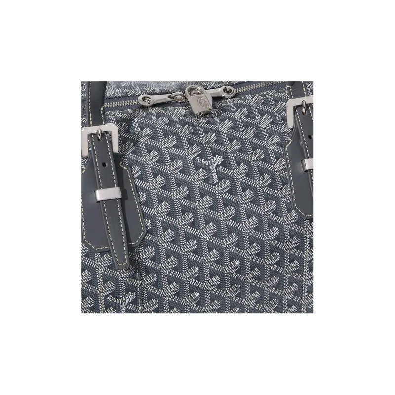 GOYARD Canvas With Calfskin Dog's Teeth One Shoulder Crossbody Handbag, Travel Bag Unisex Gray-3