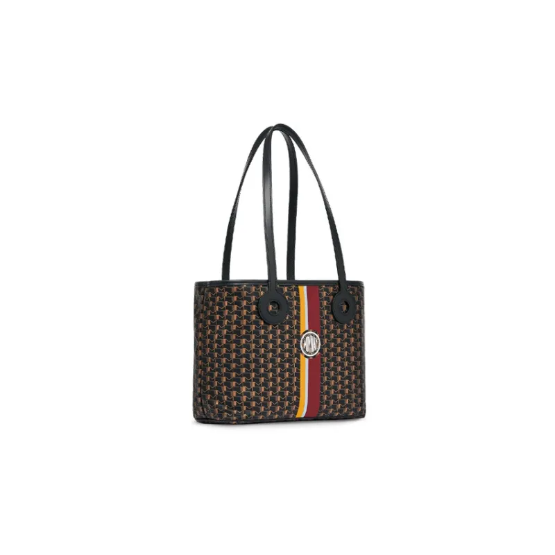 Moynat Toile 1920 Canvas With Leather Tote Bag Shopping Bag Shoulder Bag Handbag Small Size Women's Black/Yellow/Red-1
