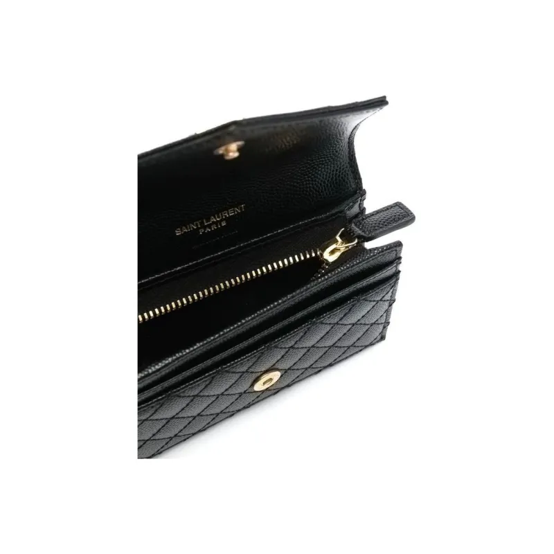 SAINT LAURENT Calfskin Wallet Regular Women's Black-5