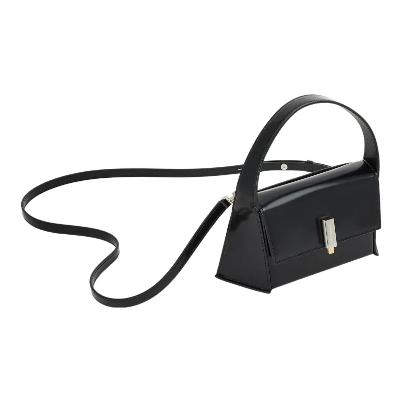 FERRAGAMO Brushed Cow Leather Handbag, Shoulder Bag Trumpets Women's Black-3