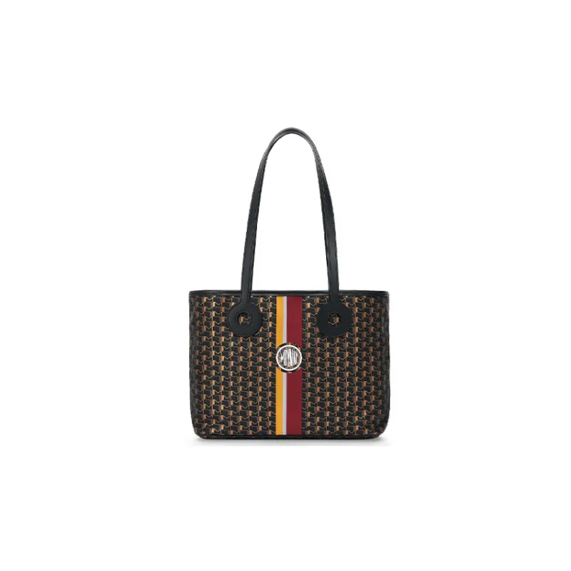 Moynat Toile 1920 Canvas With Leather Tote Bag Shopping Bag Shoulder Bag Handbag Small Size Women's Black/Yellow/Red-0
