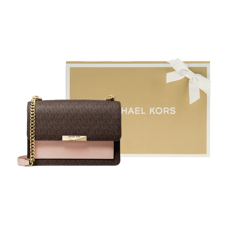 MICHAEL KORS Jade Coated Canvas With Leather Shoulder Bag Crossbody Bag Large Size Women's Brown & Pink-0
