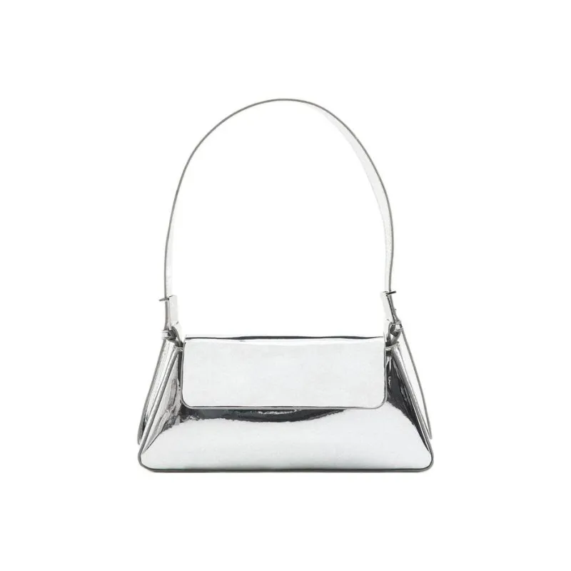 ZARA PU Shoulder Bag, Handbag, Shoulder Bag Mini Women's Silver-0