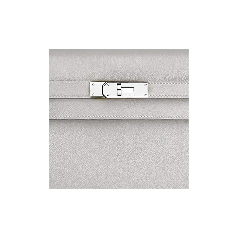 HERMES Kelly Depeches Evercolor Calfskin Clutch Men's 80 Gris Perle Pearl Gray-1