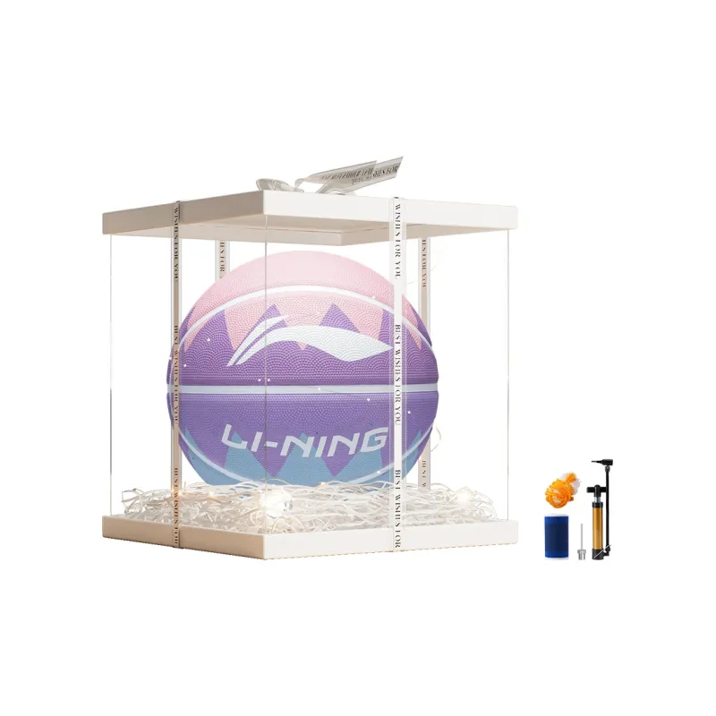 LiNing Rubber Basketball Pink Purple Size 7 Training Unisex-19