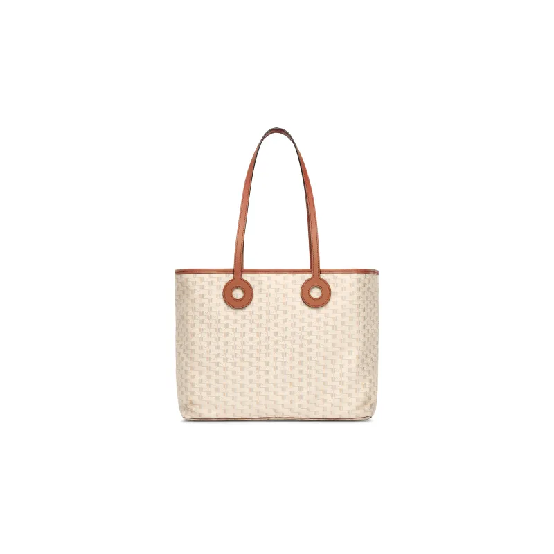 Moynat Toile1920 Canvas With Leather Tote Bag, Shopping Bag, Handbag Medium Size Women's Green/Pink/Ecru-2