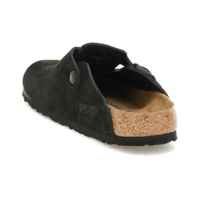 Birkenstock Boston Soft Footbed Suede Leather Narrow Fit Mules 'Black' Women's-1