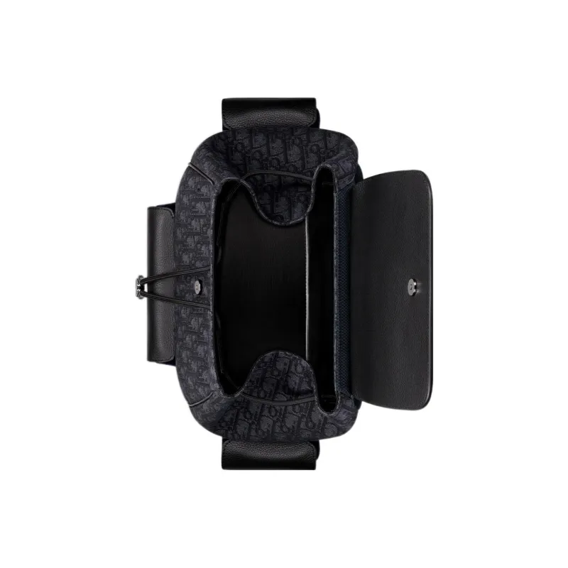 DIOR D-Motion Technical Fabric Grained Cow Leather Patchwork Backpack Regular Men's Black-4