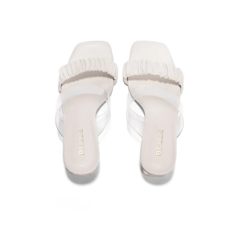 BELLE Stylish Sandal 7cm Women's White Purple Brown-3