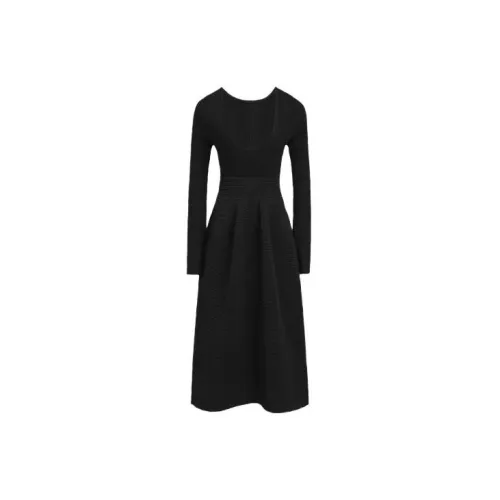 URBAN REVIVO Reserve Collection Long-Sleeved Dresses Women's Jet Black