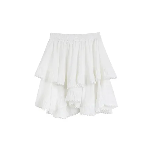 ELF SACK Casual Short Skirts Women's Pearl White