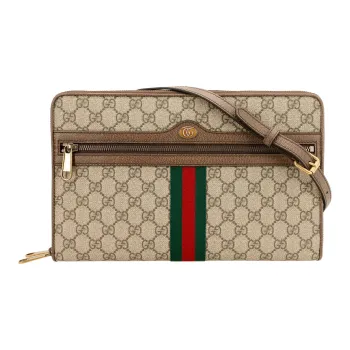 GUCCI Ophidia Canvas With Leather Trim Briefcase, Shoulder Bag, Crossbody Bag Men's Ebony
