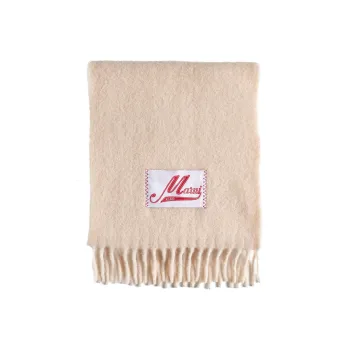 MARNI Logo Patch Fringed Edge Scarf