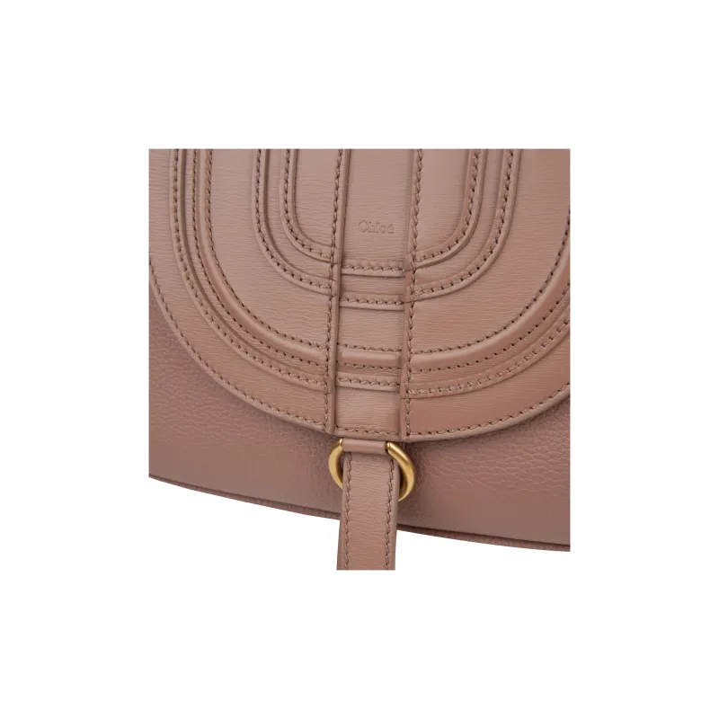 Chloe Marcie Grained Calfskin Patchwork Leather One Shoulder Handbags Small Size Women's Rose Pink-3