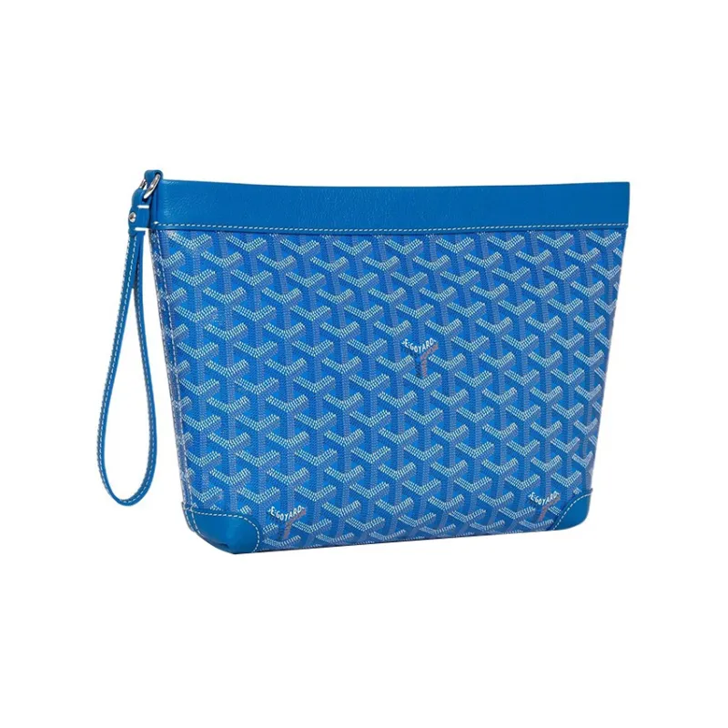 GOYARD Canvas With Calfskin Dog's Teeth Toiletry Bags Storage Bags Clutches Unisex Sky Blue-1