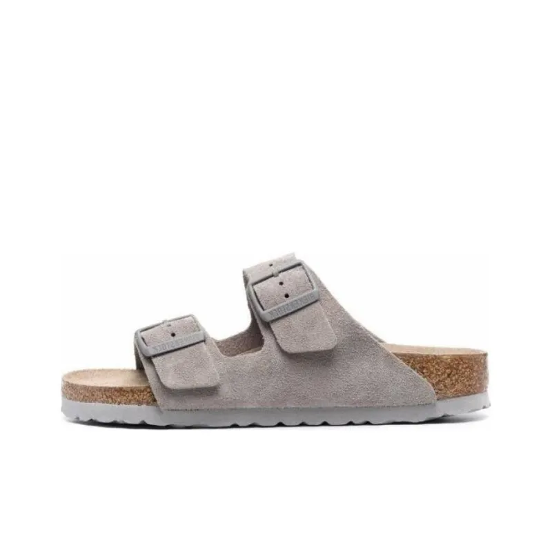 Birkenstock Arizona Soft Footbed Suede Leather Narrow Fit Sandals 'Stone Coin'-0
