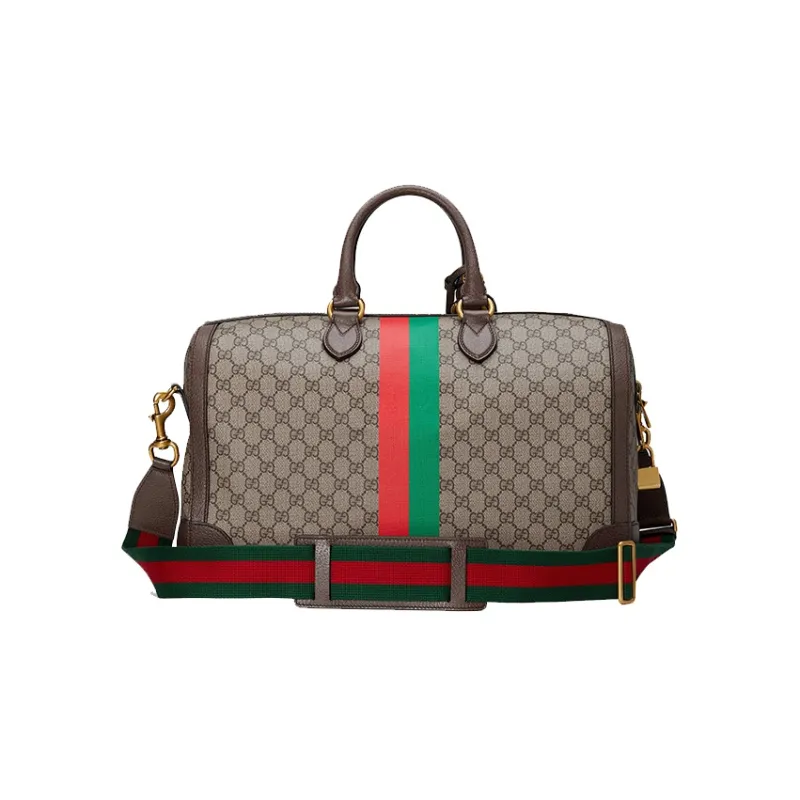 GUCCI Leather Logo Canvas With Leather Shoulder Bag Crossbody Bag Handbag Travel Bag Small Size Unisex Ebony/Brown-6