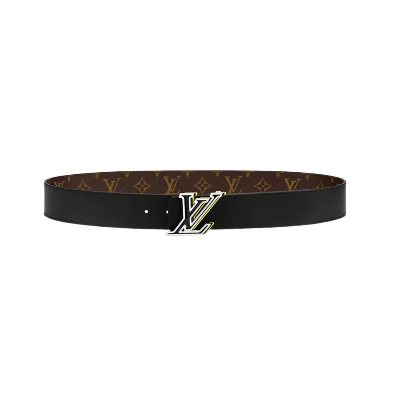 LOUIS VUITTON Patterned Print Smooth Buckle Leather Belts Unisex Brown Width 4cm-1