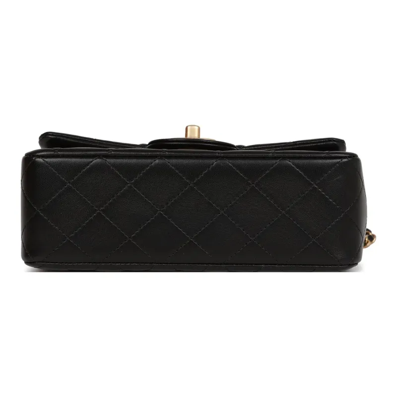 CHANEL 22B Fall And Winter Classic Flap CF Sheepskin Shoulder Bag, Crossbody Bag, Handbag Women's Black-3
