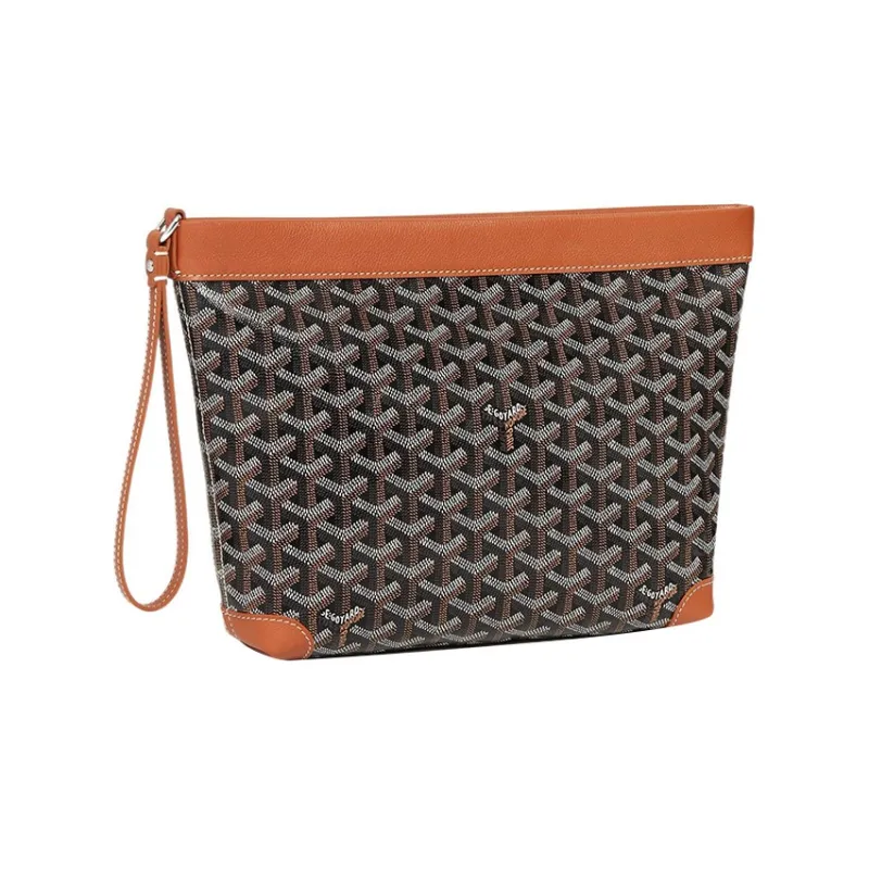 GOYARD Canvas With Calfskin Dog's Teeth Toiletry Bags Storage Bags Clutches Regular Unisex Brown-1