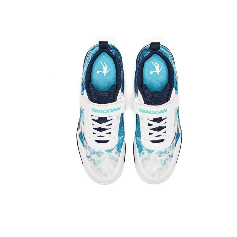 QIAODAN Abrasion Resistant Slip Resistant Low Top Sports Casual Shoes Teenagers White Blue-3
