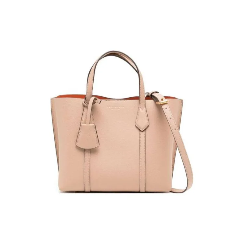TORY BURCH Perry Litchi Grain Leather Tote Bag, Shopping Bag, Shoulder Bag, Handbag Small Size Women's Pink-0