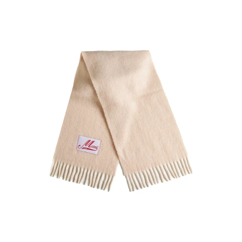 MARNI Logo Patch Fringed Edge Scarf-2