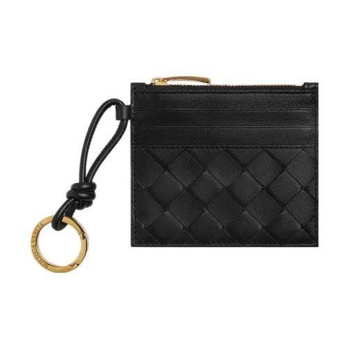 Bottega Veneta Intrecciato Lambskin Card Holder Women's Black