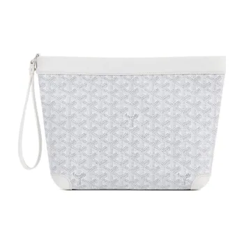 GOYARD Cow Leather Toiletry Bags Storage Bags Clutches Unisex White