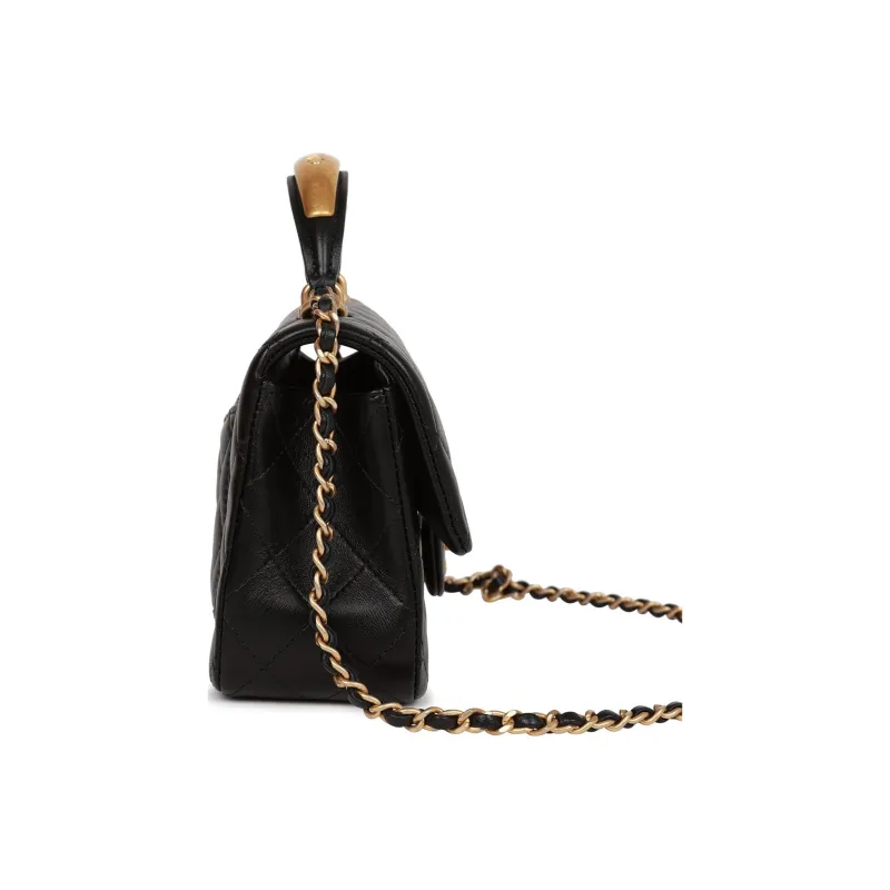 CHANEL 22B Fall And Winter Classic Flap CF Sheepskin Shoulder Bag, Crossbody Bag, Handbag Women's Black-2
