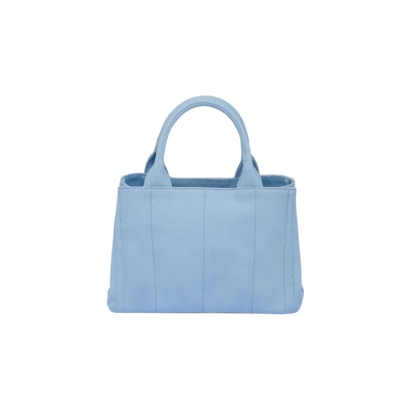 PRADA Fabric Denim Totes Shopping Bag Shoulder Bag Crossbody Bag Handbag Small Size Women's Sky Blue-1