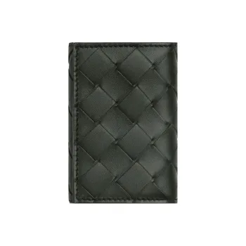 Bottega Veneta Calfskin Wallet Trumpets Men's Dark Green/Stone Green