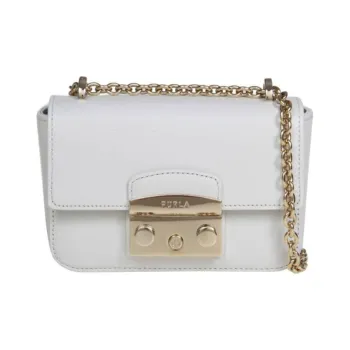 Furla Metropolis Collection Leather Shoulder Bag Crossbody Bag Mini Women's Gray