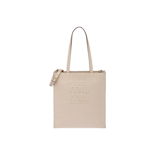 MIU MIU Leather Tote Bag, Shopping Bag, Handbag Regular Women's Ecru