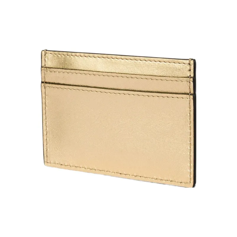 MOSCHINO Sheepskin Card Clip Card Holder Women's Gold-2