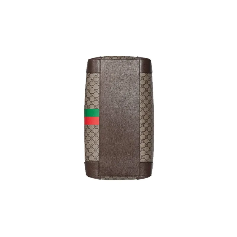 GUCCI Leather Logo Canvas With Leather Shoulder Bag Crossbody Bag Handbag Travel Bag Small Size Unisex Ebony/Brown-5