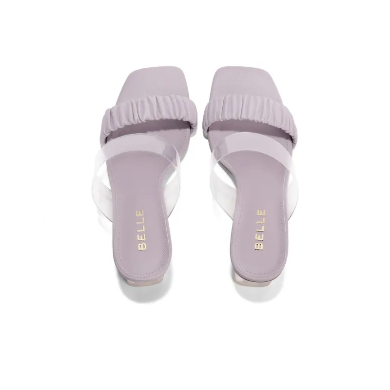 BELLE Stylish Sandal 7cm Women's White Purple Brown-7