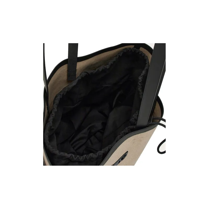 FERRAGAMO GANCINI Fabric Cow Leather Patchwork Tote Bag Shopping Bag Handbag Large Size Men's Beige-4