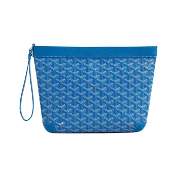 GOYARD Canvas With Calfskin Dog's Teeth Toiletry Bags Storage Bags Clutches Unisex Sky Blue