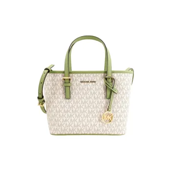 MICHAEL KORS Jet Set Travel Coated Canvas Tote Bag Shopping Bag Shoulder Bag Handbag Extra Small Women's White & Green
