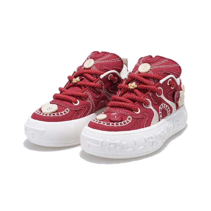 Palladium Anti Slip And Wear Resistant Breathable Low Top Skateboard Shoes Unisex Burgundy-1